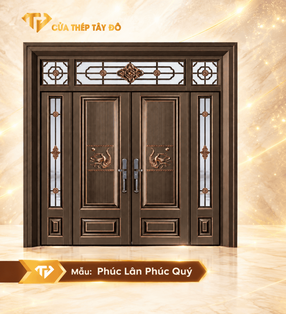 Cửa 4 cánh biệt thự " Phúc Lân Phúc Quý"